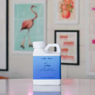 Small white laundry container with a blue label, titled 'Fierce'. 