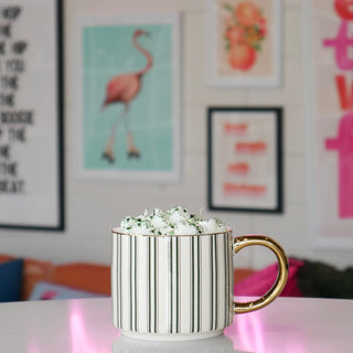 Green Stripe Mug- Peppermint Milkshake Mocha