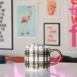 Green Plaid Mug- Christmas Tree Lane