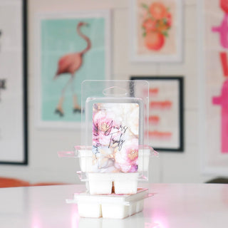 Packaged wax melts with floral design, labeled Yours Truly.