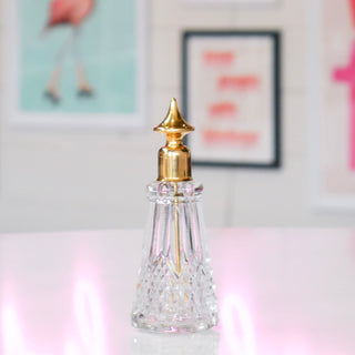 Gold Top Glass Vintage Perfume Bottle - 1oz