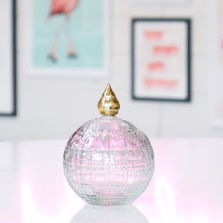 Etched Glass Globe Vintage Perfume Bottle - 6.6oz