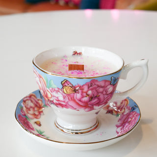 Blue + Pink Butterfly Teacup - Desert Bloom