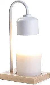 White + Wood Candle Warmer Lamp