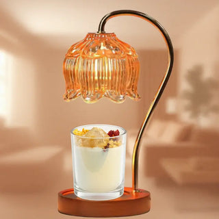 Amber Vintage Inspired Flower Candle Lamp