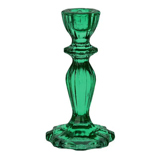 Dk Green Glass Candle Holder