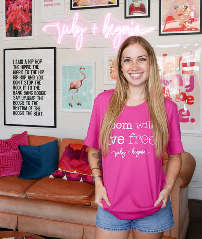 Magenta Bloom Wild Live Free T-Shirt