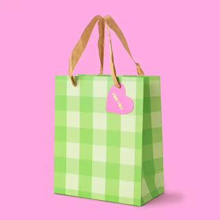 Green Gingham Medium Gift Bag
