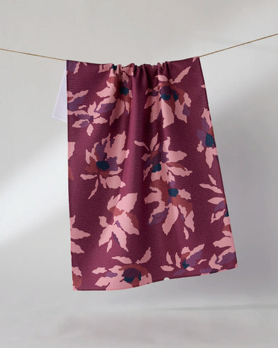 Mulberry Bloom Geometry Tea Towel