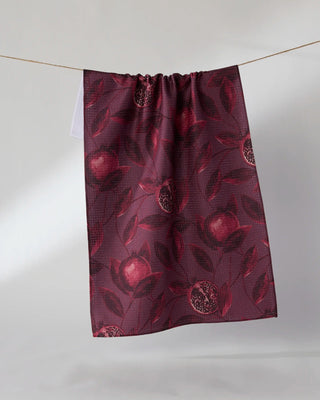 Rich Garnet Geometry Tea Towel