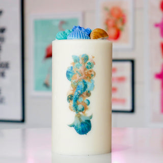 Mermaid Pillar Candle Large- Italian Ice