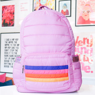Retro Stripe Puffer Backpack