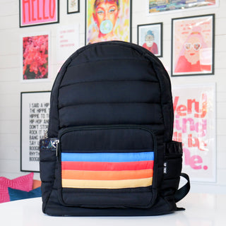 Retro Stripe Puffer Backpack