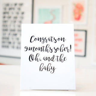 Congrats on 9 months sober Card + Envelope