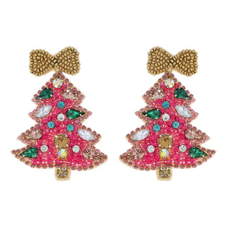 Pink Christmas Tree Earring