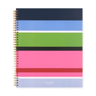 Notebook with colorful horizontal stripes on a white background