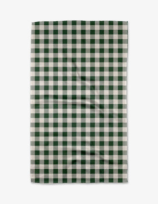 Christmas Gingham Geometry Tea Towel