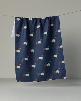 Coastal Dachshund Geometry Tea Towel
