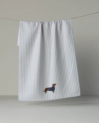 Doxie Stripe Geometry Tea Towel