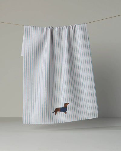 Doxie Stripe Geometry Tea Towel