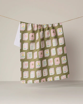Flower Tiles-Mahjong Geometry Tea Towel