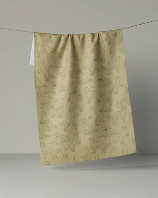 Golden Pups Geometry Tea Towel