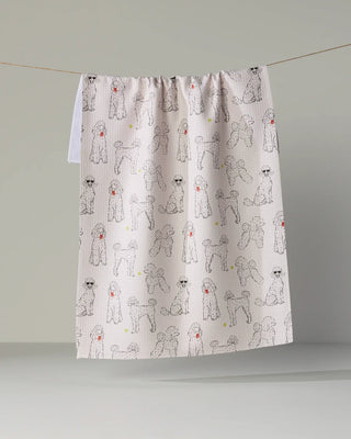Poodle Party Geometry Tea Towel
