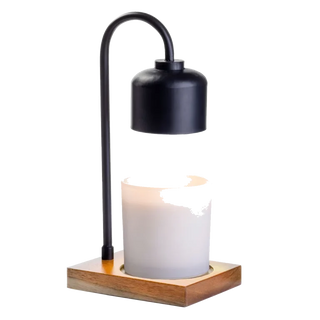 Black + Wood Candle Warmer Lamp