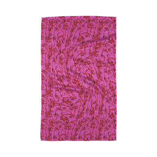 Floral Swirls Pink Geometry Tea Towel