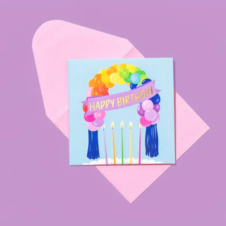 Happy Birthday Balloons Card + Envelope