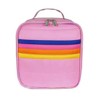 Pink Retro Stripe Puffer Lunch Box
