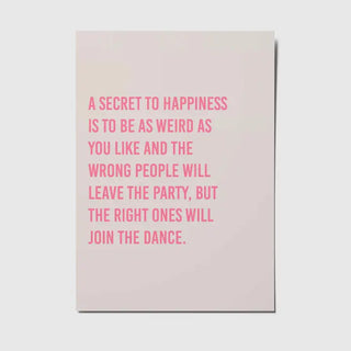 A secret to happiness postcard