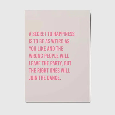 A secret to happiness postcard